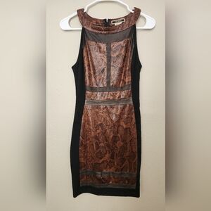 Nikibiki Snake Print Bodycon Dress Small Y2K Mesh Panel Mini Club Dress